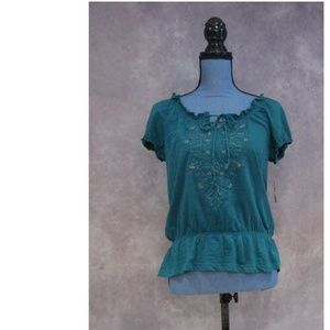 NEW St. John's Bay Everglade Teal Blouse PS